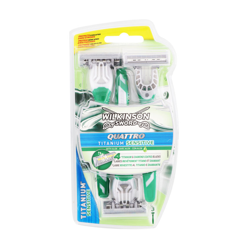Станок для гоління Wilkinson Sword Quattro Titanium Sensitive чоловічий, 3 шт
